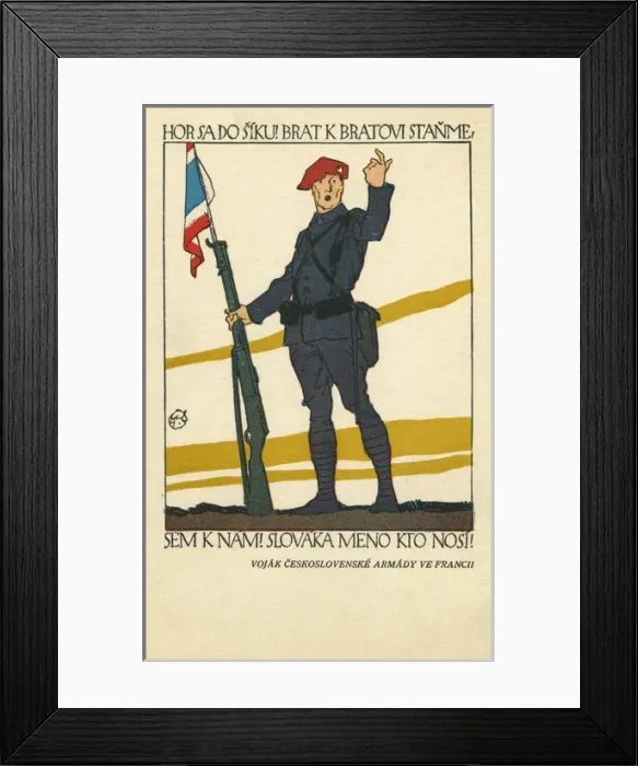 Framed Print : Postcard, Czechoslovak Recruiting Office, WW1 Framed Print : Postcard, Czechoslovak Recruiting Office, WW1