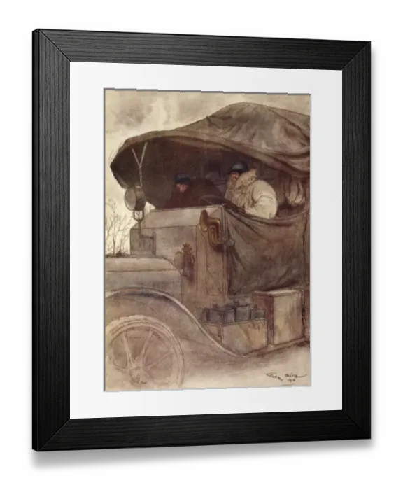 Framed Print : Two men in an army truck, France, WW1 Framed Print : Two men in an army truck, France, WW1
