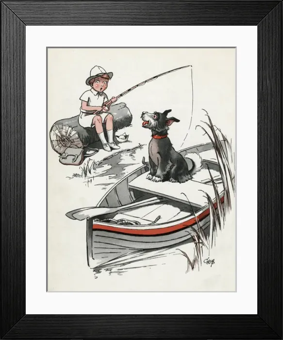 Framed Print : Jeek the puppy goes fishing with Jacky