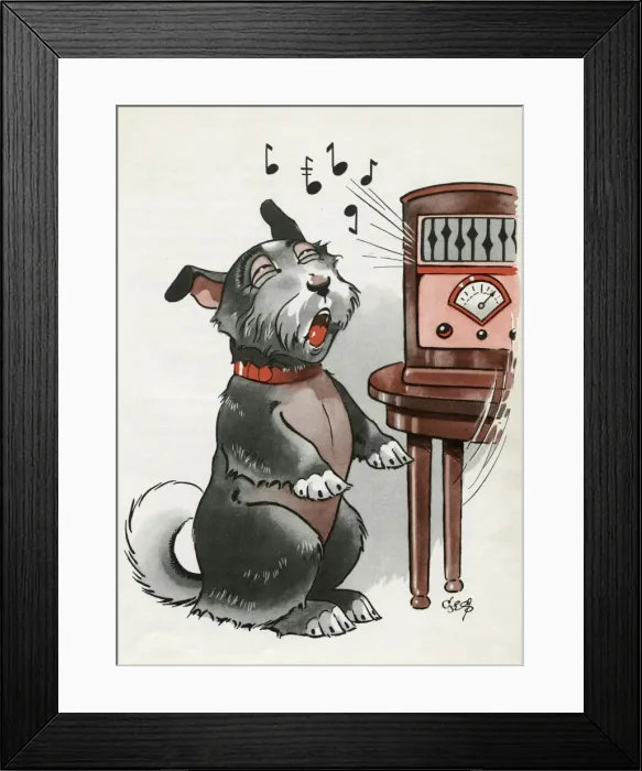 Framed Print : Jeek the puppy howls along to the radio Framed Print : Jeek the puppy howls along to the radio