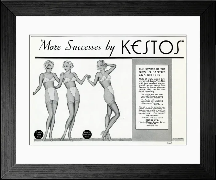 Framed Print : Advert for Kestos lingerie 1936 Framed Print : Advert for Kestos lingerie 1936