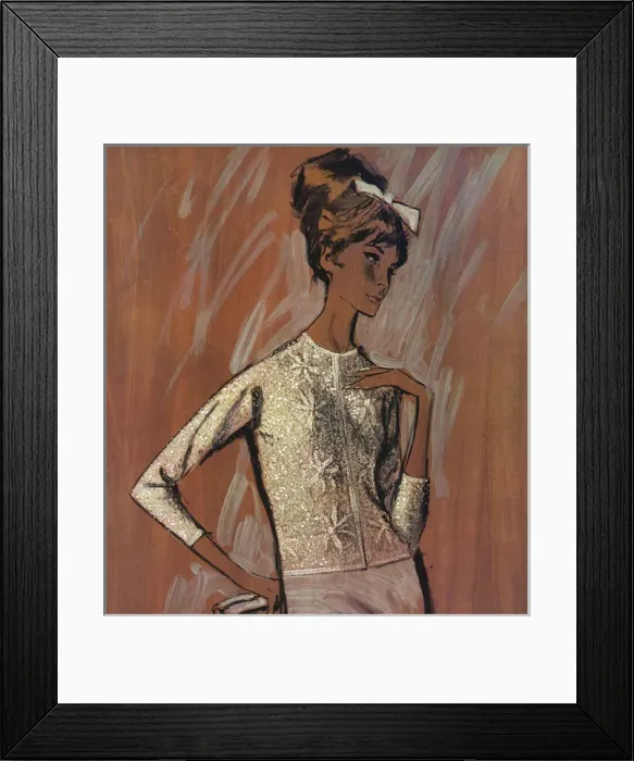 Framed Print : Ballantyne evening cardigan - sixties woman Framed Print : Ballantyne evening cardigan - sixties woman
