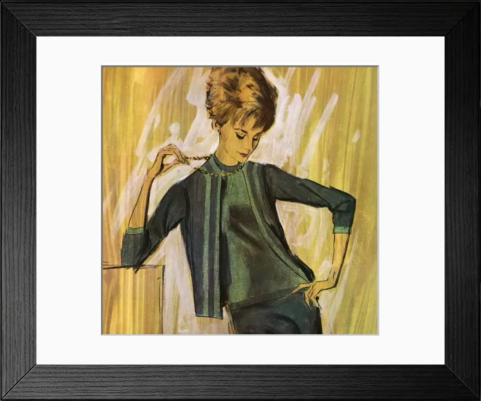 Framed Print : Ballantyne knitted suit - sixties woman Framed Print : Ballantyne knitted suit - sixties woman