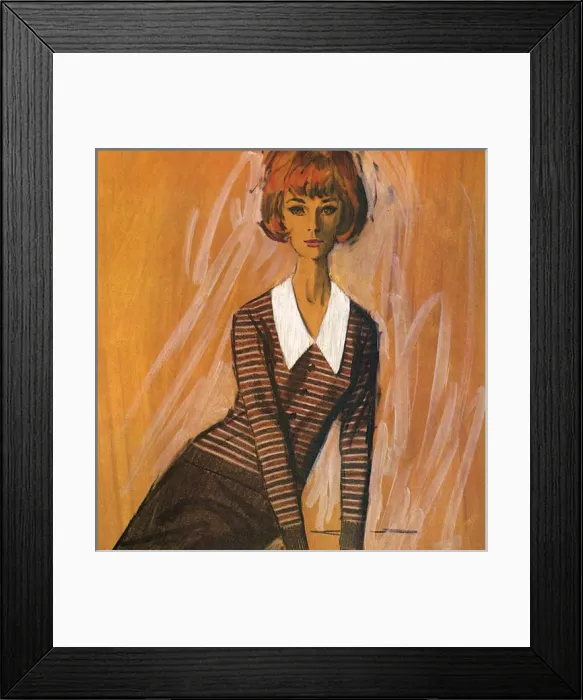 Framed Print : Ballantyne sweater and skirt - sixties woman Framed Print : Ballantyne sweater and skirt - sixties woman