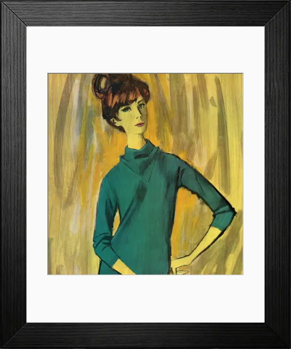 Framed Print : Ballantyne sweater and skirt - sixties woman Framed Print : Ballantyne sweater and skirt - sixties woman