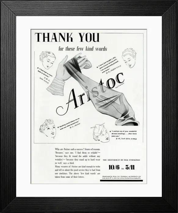 Framed Print : Advert for Aristoc stockings 1936 Framed Print : Advert for Aristoc stockings 1936