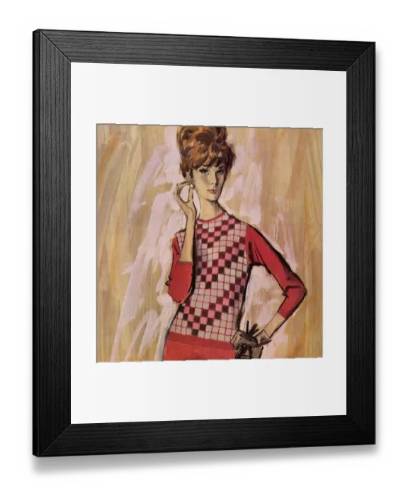 Framed Print : Ballantyne pullover and skirt, - sixties woman Framed Print : Ballantyne pullover and skirt, - sixties woman