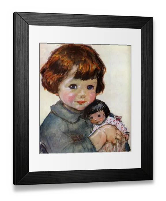 Framed Print : Little girl with doll by Muriel Dawson Framed Print : Little girl with doll by Muriel Dawson