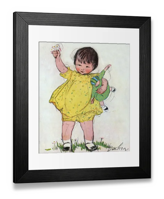Framed Print : Little girl in yellow dress by Muriel Dawson