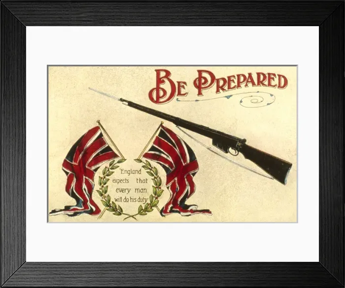Framed Print : Recruitment postcard, England expects, , WW1 Framed Print : Recruitment postcard, England expects, , WW1