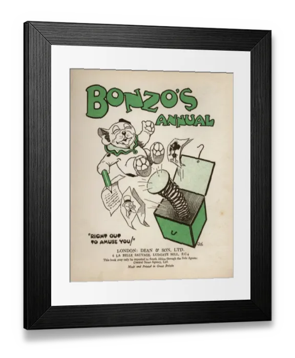Framed Print : Bonzo the cartoon dog springing out of a box Framed Print : Bonzo the cartoon dog springing out of a box