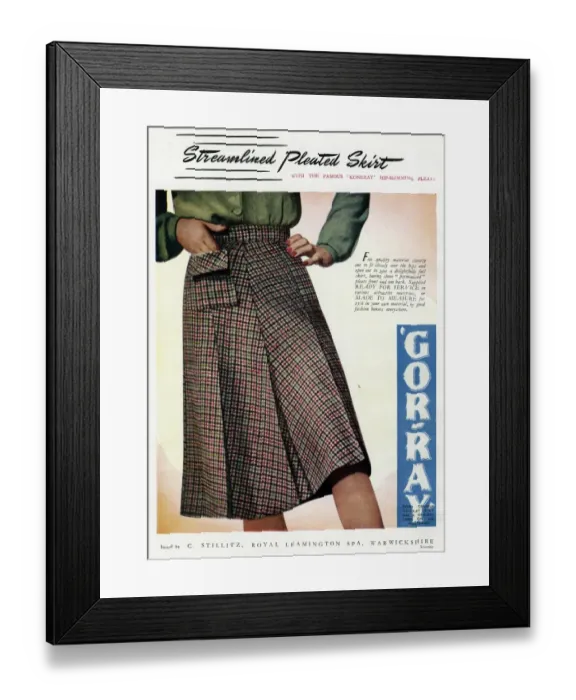 Framed Print : Advert for Gor-ray Koneray pleated 1942 Framed Print : Advert for Gor-ray Koneray pleated 1942