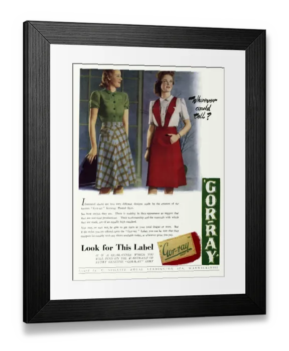 Framed Print : Advert for Gor-ray Koneray 1942 Framed Print : Advert for Gor-ray Koneray 1942