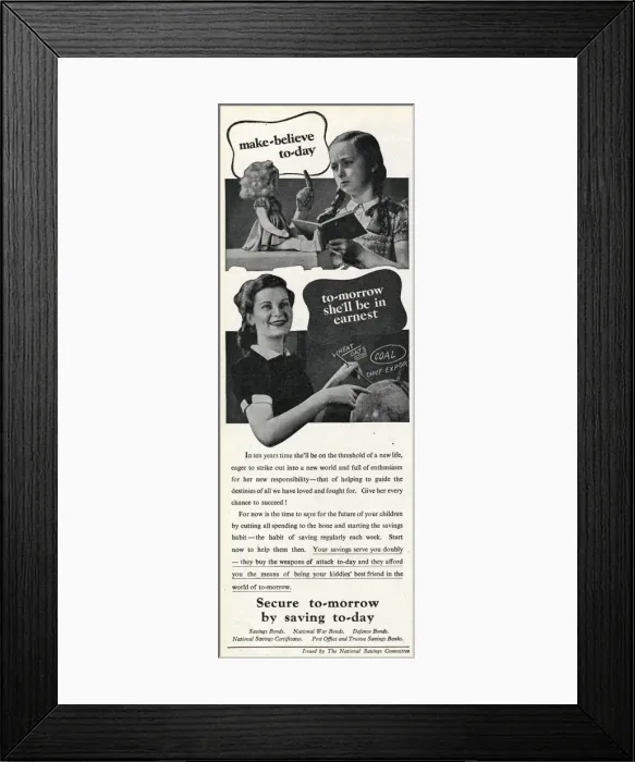 Framed Print : Advert from the National Saving Committee 1942 Framed Print : Advert from the National Saving Committee 1942