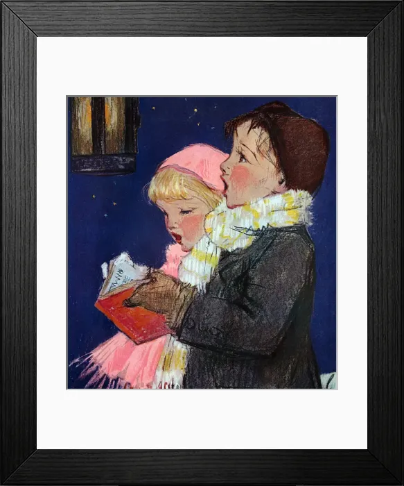 Framed Print : Two children singing by Muriel Dawson Framed Print : Two children singing by Muriel Dawson