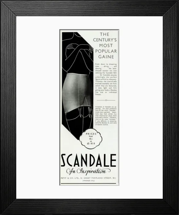 Framed Print : Advert for Scandale suspenders 1936 Framed Print : Advert for Scandale suspenders 1936