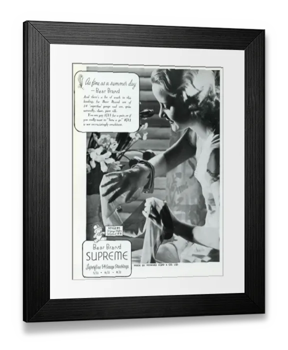 Framed Print : Advert for Stockings by Bear Brand 1936 Framed Print : Advert for Stockings by Bear Brand 1936