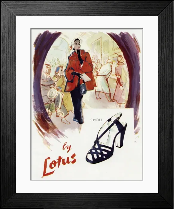 Framed Print : Advert for Lotus peep toe shoes 1950 Framed Print : Advert for Lotus peep toe shoes 1950