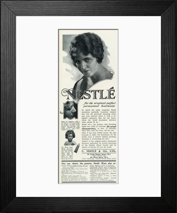 Framed Print : Advert for Nestle permanent hairwave 1923 Framed Print : Advert for Nestle permanent hairwave 1923
