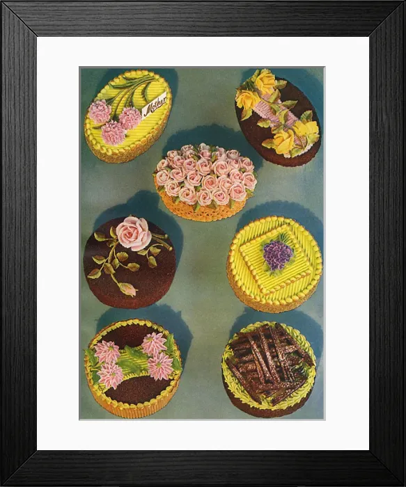 Framed Print : Buttercream decorated iced cakes Framed Print : Buttercream decorated iced cakes