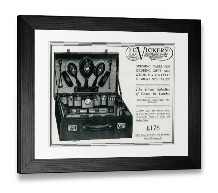 Framed Print : Advert for J. C. Vickery dressing case 1920 Framed Print : Advert for J. C. Vickery dressing case 1920