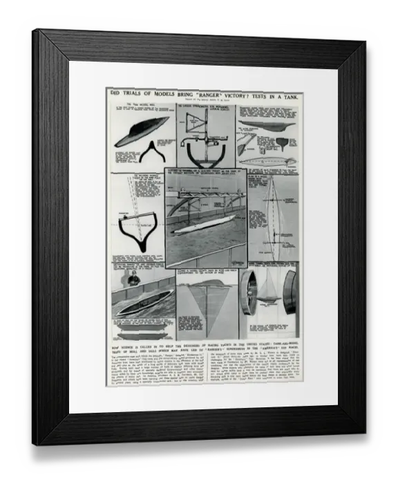 Framed Print : Racing yacht tests in a tank by G. H. Davis Framed Print : Racing yacht tests in a tank by G. H. Davis