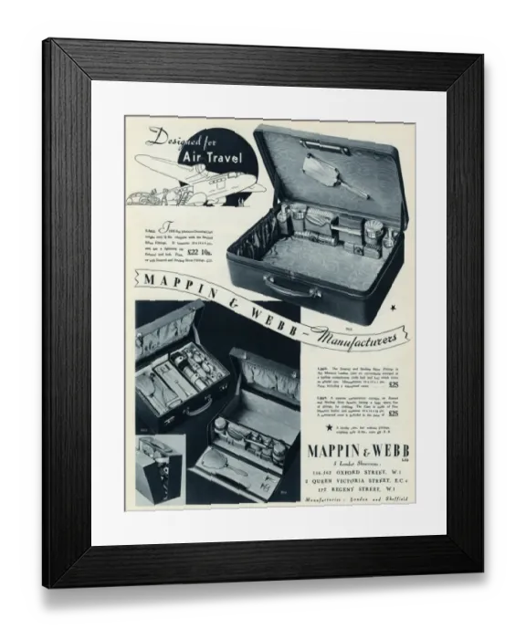 Framed Print : Advert for Mappin & Webb dressing case 1935 Framed Print : Advert for Mappin & Webb dressing case 1935