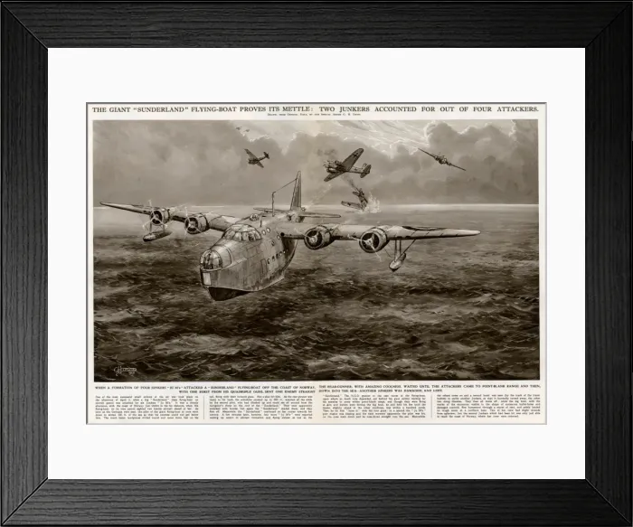 Framed Print : Sunderland seaplane and two Junkers by G. H. Davis Framed Print : Sunderland seaplane and two Junkers by G. H. Davis