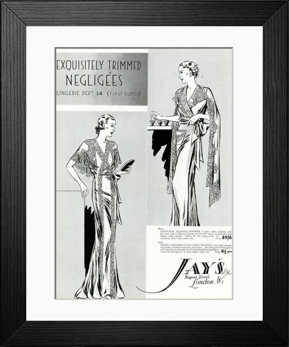 Framed Print : Advert for Jays negligees 1936 Framed Print : Advert for Jays negligees 1936