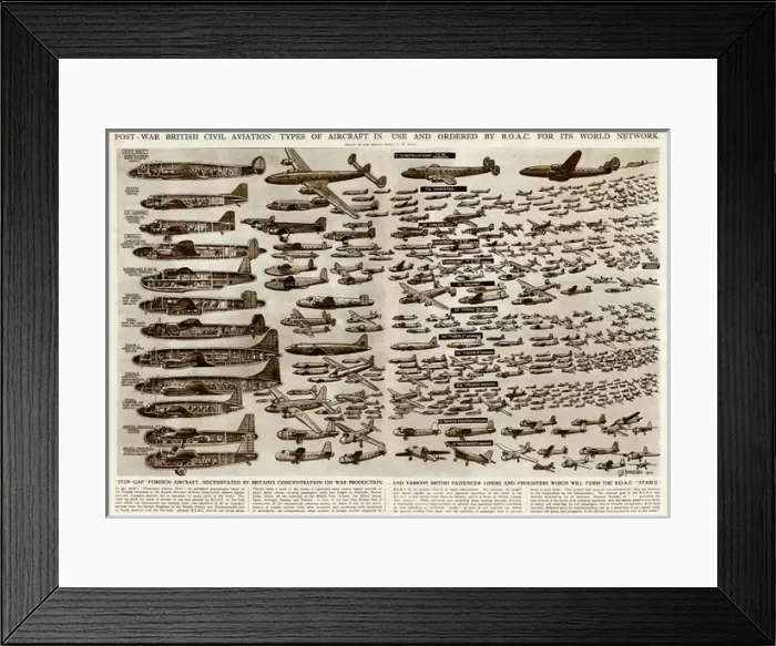 Framed Print : Planes Used and Ordered by the B. O. A. C by G. H. Davis Framed Print : Planes Used and Ordered by the B. O. A. C by G. H. Davis