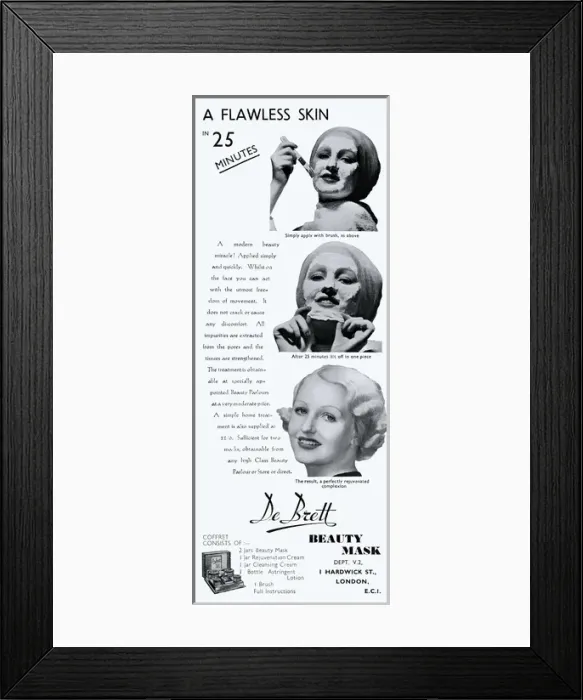 Framed Print : Advert for De Bret beauty masks 1934 Framed Print : Advert for De Bret beauty masks 1934
