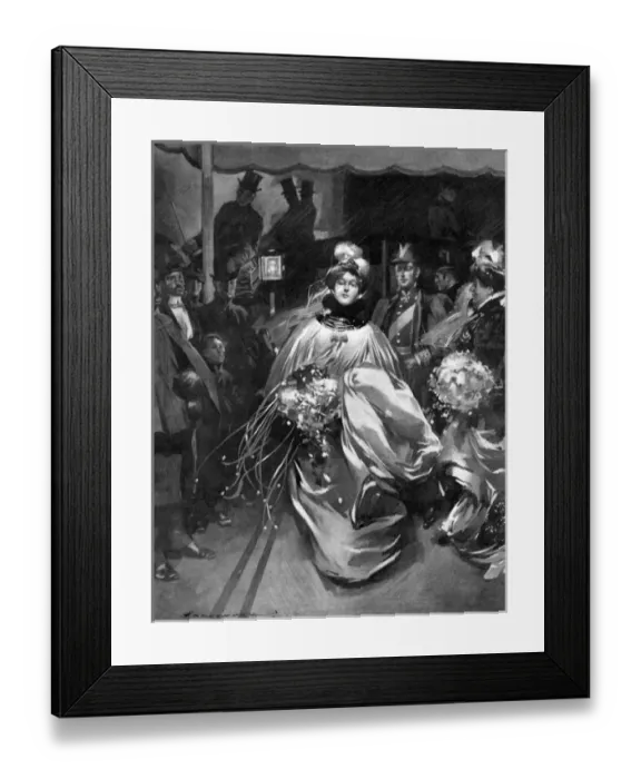 Framed Print : A debutante arrives at the photographers, 1902 Framed Print : A debutante arrives at the photographers, 1902