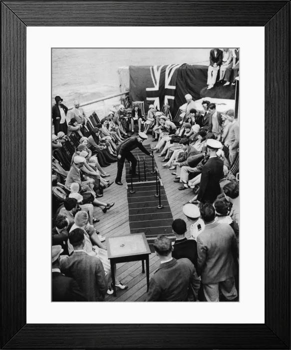 Framed Print : Greyhound racing on board the Berengaria Framed Print : Greyhound racing on board the Berengaria
