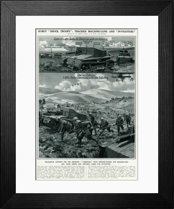 Framed Print : Tracked machine guns and in fights by G. H. Davis Framed Print : Tracked machine guns and in fights by G. H. Davis