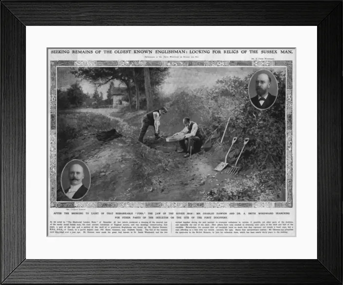 Framed Print : Piltdown Man: Dawson and Smith-Woodward search for more bone Framed Print : Piltdown Man: Dawson and Smith-Woodward search for more bone