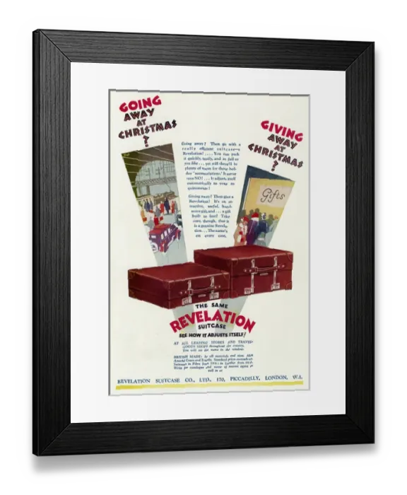 Framed Print : Advert fo Revelation suitcases 1938 Framed Print : Advert fo Revelation suitcases 1938