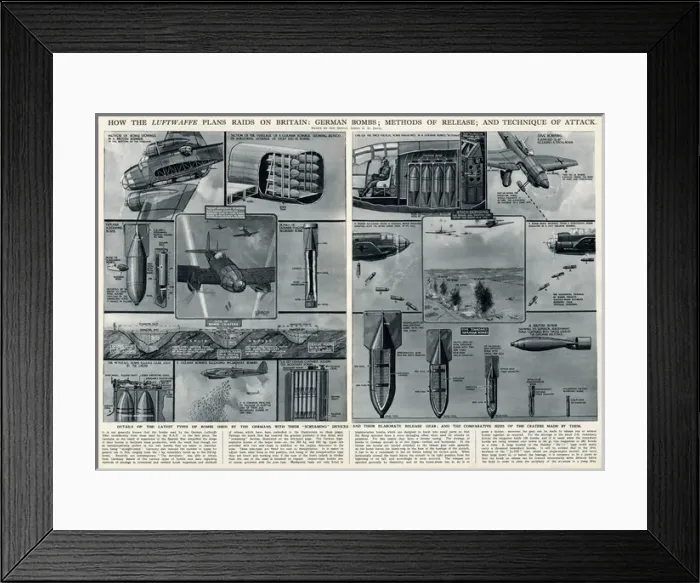 Framed Print : Luftwaffe raids on Britain by G. H. Davis Framed Print : Luftwaffe raids on Britain by G. H. Davis