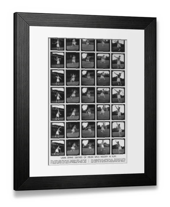 Framed Print : Miss Helen Wills Moody in action Framed Print : Miss Helen Wills Moody in action