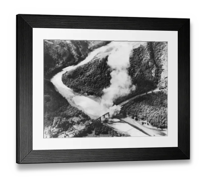 Framed Print : Chinese bridge bombed Framed Print : Chinese bridge bombed