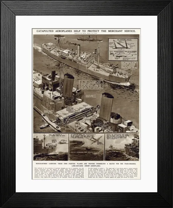 Framed Print : Catapulted aeroplanes by G. H. Davis Framed Print : Catapulted aeroplanes by G. H. Davis