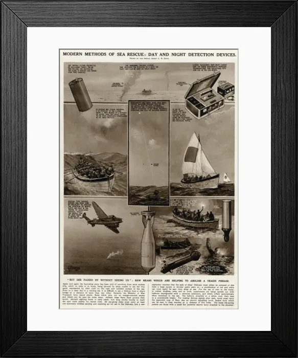 Framed Print : Modern methods of sea rescue by G. H. Davis Framed Print : Modern methods of sea rescue by G. H. Davis