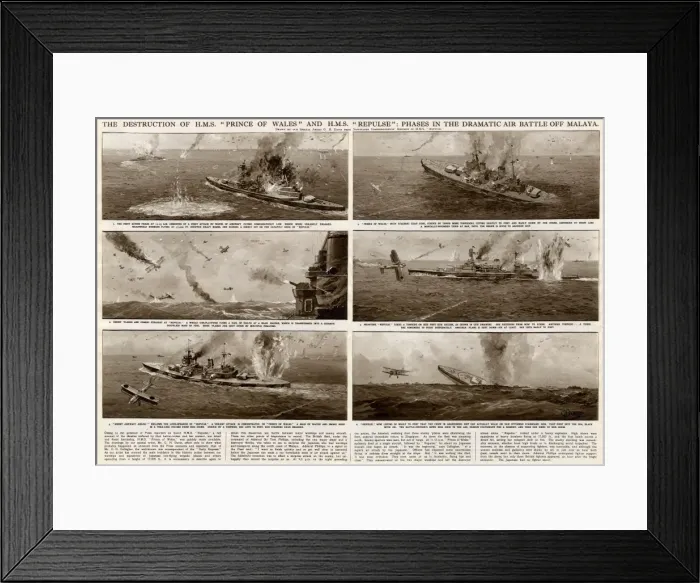 Framed Print : Dramatic air battle off Malaya by G. H. Davis Framed Print : Dramatic air battle off Malaya by G. H. Davis