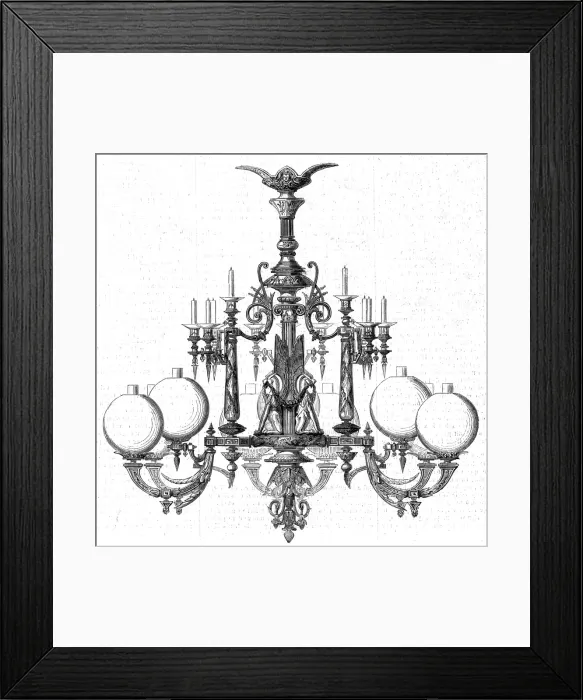 Framed Print : Goelzer Gas lit chandelier Framed Print : Goelzer Gas lit chandelier