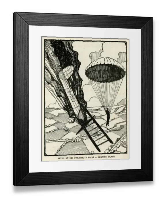 Framed Print : Saved by parachute from a burning plane Framed Print : Saved by parachute from a burning plane