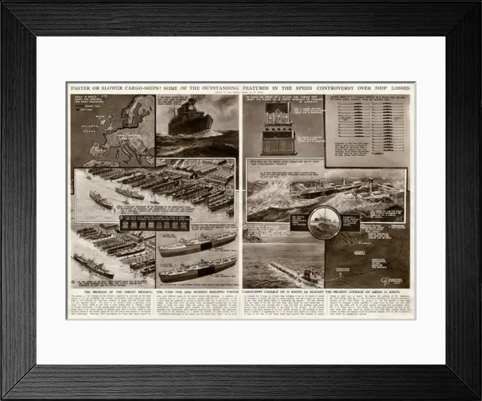Framed Print : Speed controversy and ship losses by G. H. Davis