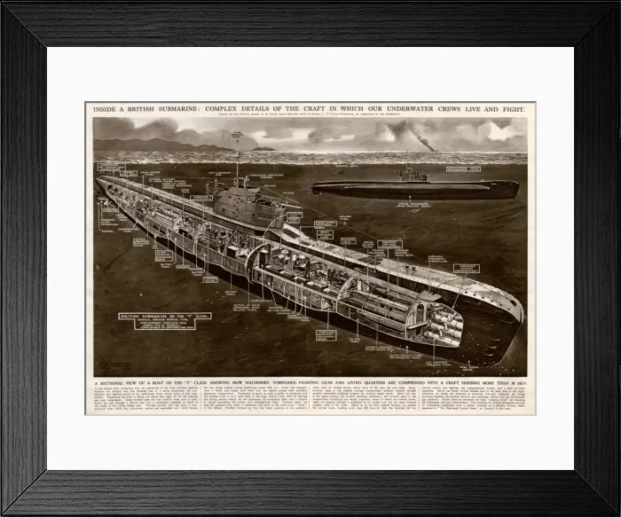 Framed Print : Inside a British submarine by G. H. Davis Framed Print : Inside a British submarine by G. H. Davis