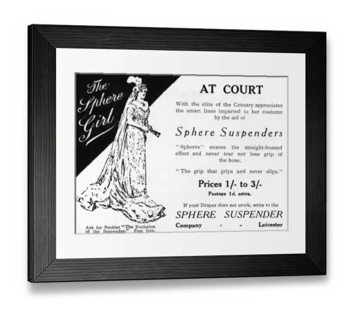 Framed Print : Sphere suspenders advertisement Framed Print : Sphere suspenders advertisement