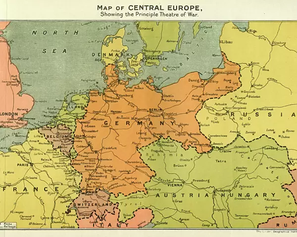 Map of Central Europe, World War One