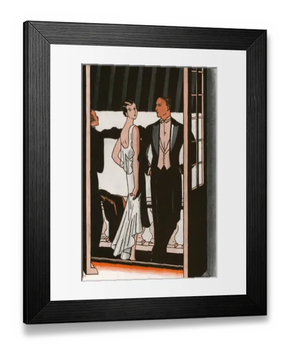 Framed Print : A breath of air on the balcony at a London ball Framed Print : A breath of air on the balcony at a London ball