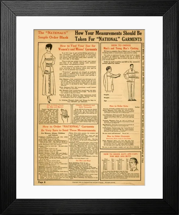 Framed Print : How your body measurements should be taken 1924 Framed Print : How your body measurements should be taken 1924